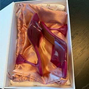 Amina Muaddi Lupita Glass Slipper Magenta 36.5